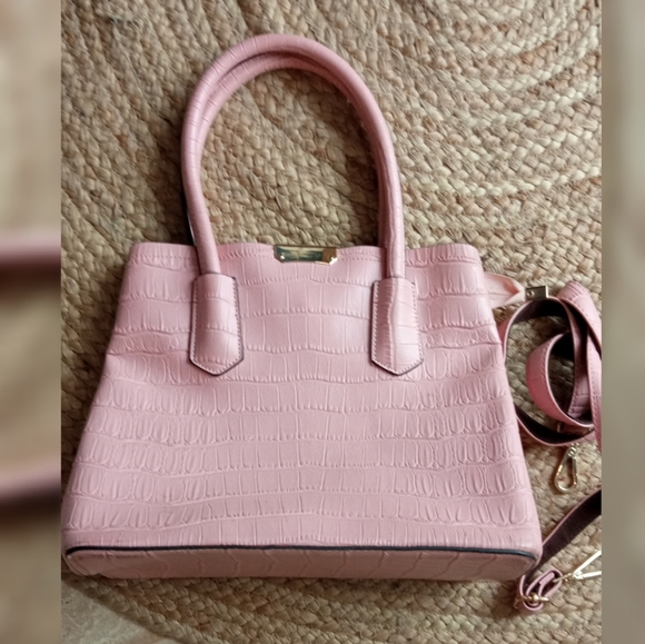 Baby Pink Crock Satchel Handbag As New - Picture 5 of 16